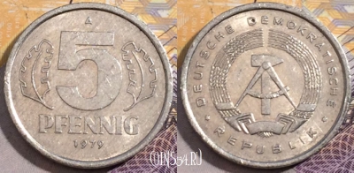 Германия ФРГ 5 пфеннигов 1979 года A, KM# 9.2, 196-125