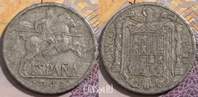 Испания 5 сентимо 1940 года, KM# 765, 197-066