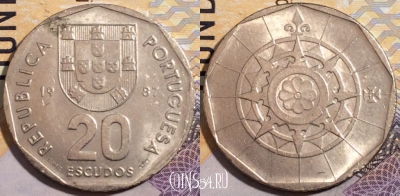 Португалия 20 эскудо 1987 года, KM# 634, 197-081