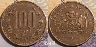 Чили 100 песо 1999 года, KM# 226.2, 197-085