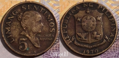 Филиппины 5 сентимо 1970 года, KM# 197, 197-108