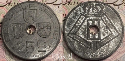 Бельгия 25 сантимов 1946 года, KM# 131, 062-071