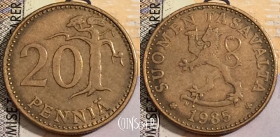 Финляндия 20 пенни 1985 года, KM# 47, 201-053