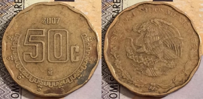 Мексика 50 сентаво 2007 года, KM# 549, 201-058