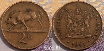 ЮАР 2 цента 1981 года, KM# 83, 201-109