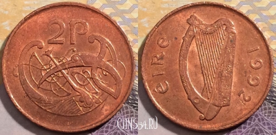 Ирландия 2 пенса 1992 года, KM# 21a, 203-013