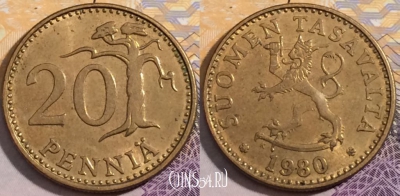 Финляндия 20 пенни 1980 года, KM# 47, 203-057