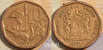 ЮАР 10 центов 1994 года, KM# 135, 203-106