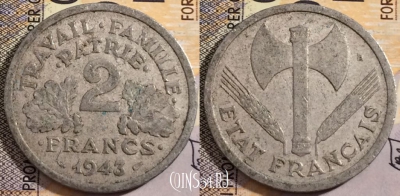 Франция 2 франка 1943 года, KM# 904, 203-137