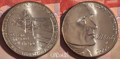 США 5 центов 2005 года D, KM# 369, UNC, 266-088