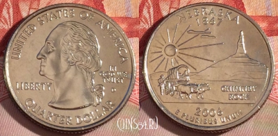США 25 центов (квотер) 2006 года D, KM# 383, UNC, 267-013