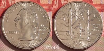 США 25 центов (квотер) 2001 года D, KM# 321, UNC, 267-017