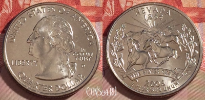 США 25 центов (квотер) 2006 года D, KM# 382, UNC, 267-020
