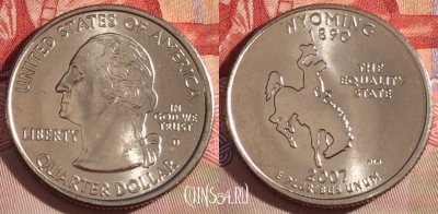 США 25 центов (квотер) 2007 года D, KM# 399, UNC, 267-026