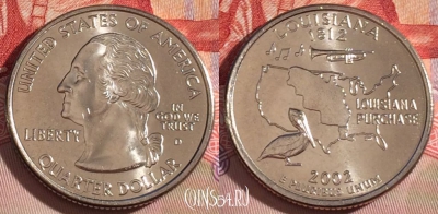 США 25 центов (квотер) 2002 года D, KM# 333, UNC, 267-027