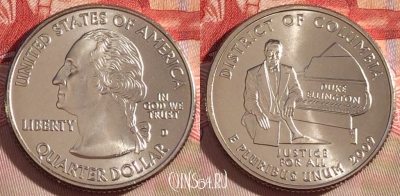 США 25 центов (квотер) 2009 года D, KM# 445, UNC, 267-029