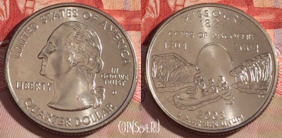 США 25 центов (квотер) 2003 года D, KM# 346, UNC, 267-030