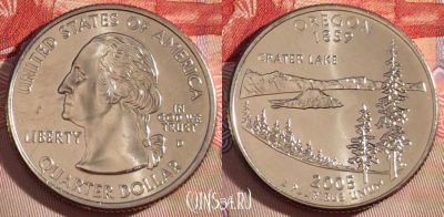 США 25 центов (квотер) 2005 года D, KM# 372, UNC, 267-038