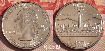 США 25 центов (квотер) 2007 года D, KM# 400, UNC, 267-040