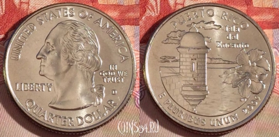 США 25 центов (квотер) 2009 года D, KM# 446, UNC, 267-043
