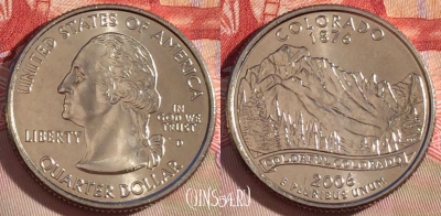 США 25 центов (квотер) 2006 года D, KM# 384, UNC, 267-045