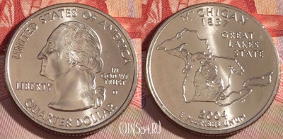 США 25 центов (квотер) 2004 года D, KM# 355, UNC, 267-047