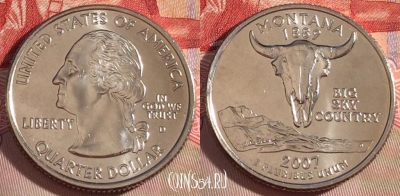 США 25 центов (квотер) 2007 года D, KM# 396, UNC, 267-052
