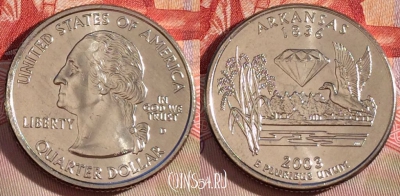 США 25 центов (квотер) 2003 года D, KM# 347, UNC, 267-057