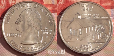 США 25 центов (квотер) 2004 года D, KM# 358, UNC, 267-066