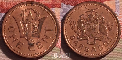 Барбадос 1 цент 2005 года, KM# 10a, 267-092