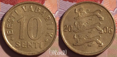 Эстония 10 сентов 2006 года, KM# 22, 267-099