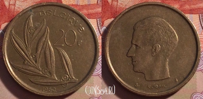 Бельгия 20 франков 1980 года, BELGIQUE, KM# 159, 267-114