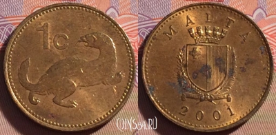 Мальта 1 цент 2001 года, KM# 93, 267-136