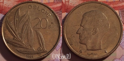 Бельгия 20 франков 1993 года, BELGIE, KM# 160, 270-012
