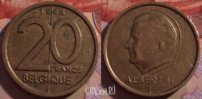 Бельгия 20 франков 1994 года, BELGIQUE, KM# 191, 270-026
