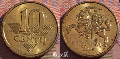 Литва 10 центов 2008 года, KM# 106, 270-061