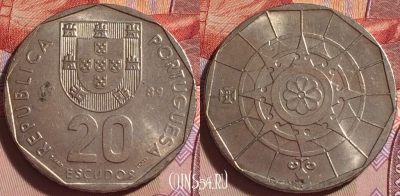 Португалия 20 эскудо 1989 года, KM# 634, 270-097