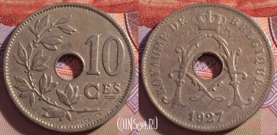Бельгия 10 сантимов 1927 года BELGIQUE, KM# 85, 270-132
