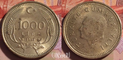 Турция 1000 лир 1994 года, KM# 997, 270-139