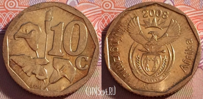 ЮАР 10 центов 2008 года, KM# 269, 271-003