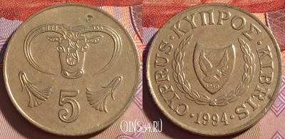 Кипр 5 центов 1994 года, KM# 55.3, 271-012