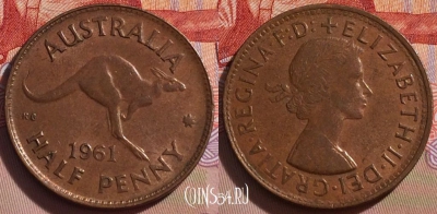 Австралия 1/2 пенни 1961 года, KM# 61, 271-039
