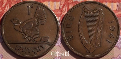 Ирландия 1 пенни 1941 года, KM# 11, 271-060