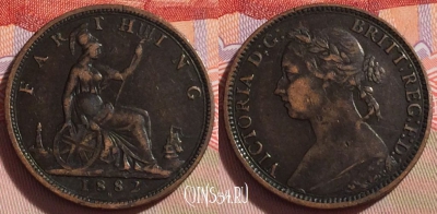 Великобритания 1 фартинг 1882 H, KM# 753, 271-063 ♛