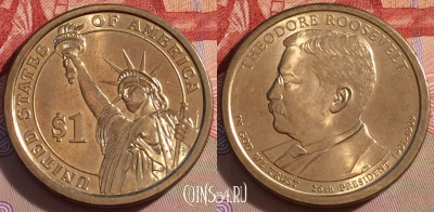 США 1 доллар 2013 года, Theodore Roosevelt, UNC, 271-092