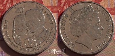 Австралия 20 центов 2011 года, KM# 1566, 273-077