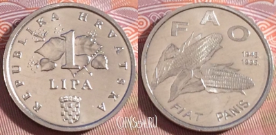 Хорватия 1 липа 1995 года, KM# 13, UNC, 274-037
