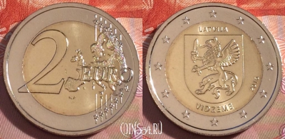 Латвия 2 евро 2016 года, Видземе, UNC, 274-049