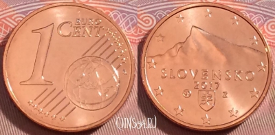 Словакия 1 евроцент 2017 года, KM# 95, UNC, 275-008