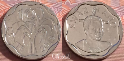 Свазиленд 10 центов 2015 года, UNC, 275-014